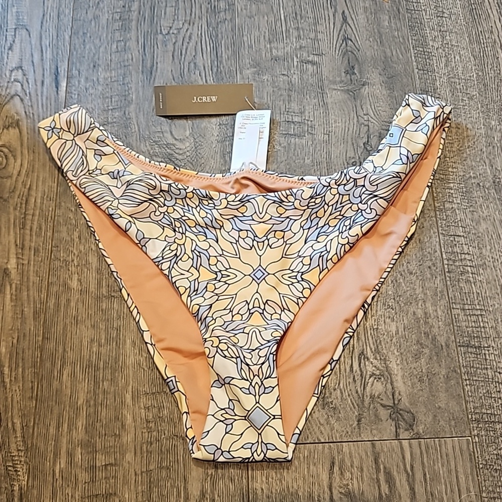 J Crew MediumActive Curved Waist Cheeky Bikini Bottom in Kaleidoscope Print BNWT